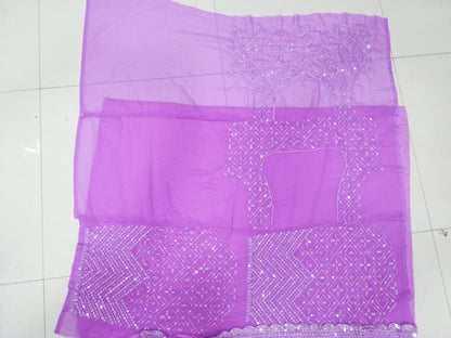 Lavender Faux Georgette Sequin Embroidery Lehenga Choli Set