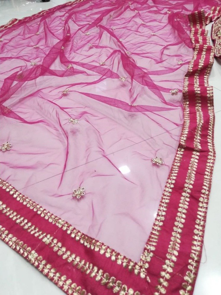 Cherry Red Faux Georgette Lehenga Choli Set