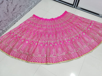 Rani Satin Silk Embroidered Lehenga Choli Set