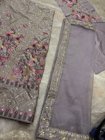 Royal Blue Satin Silk Lehenga choli Set