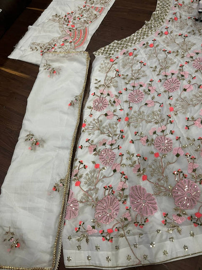 Elegant Tabby Silk Lehenga Choli with Pearl Sequins Embroidery