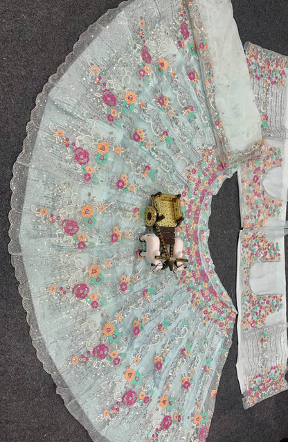 Premium Organza Silk Embroidered Lehenga Set