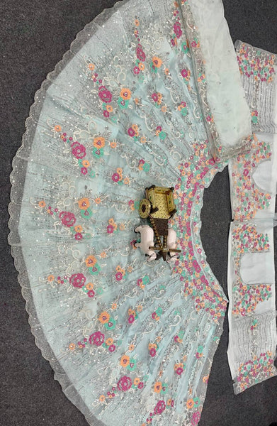 Premium Organza Silk Embroidered Lehenga Set
