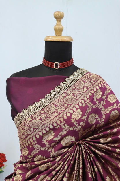 Latest Banarasi Silk Saree with Matching Silk Blouse Piece