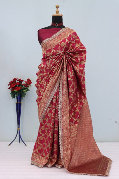 Banarasi Silk Saree Matching Silk Blouse Piece