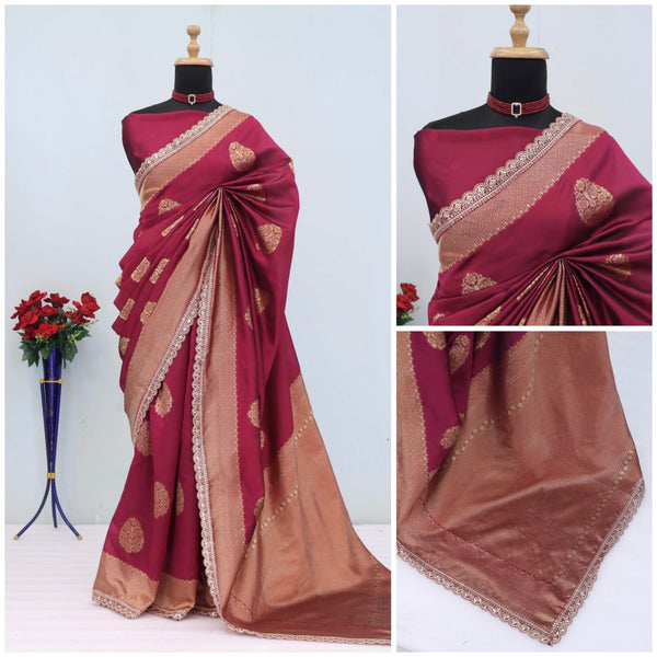 Banarasi Silk Saree With SIlk Blouse Piece For Women