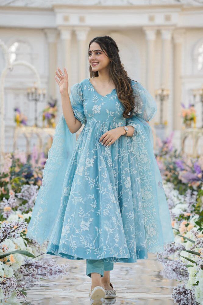 Anarkali organza Fancy Ladies ligit Suit