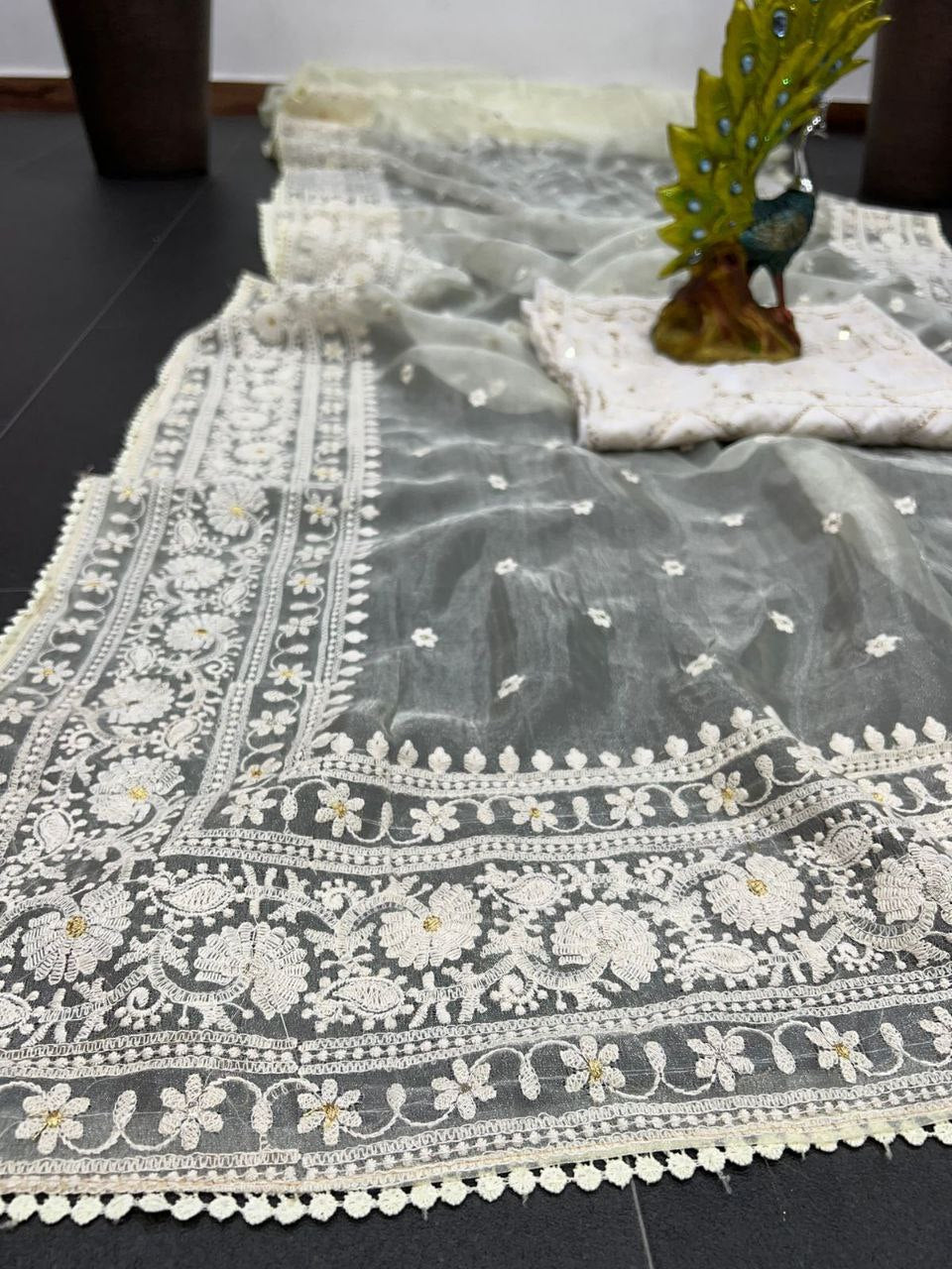 Attractive Organza Silk With Fancy Embroidery Work Saree
