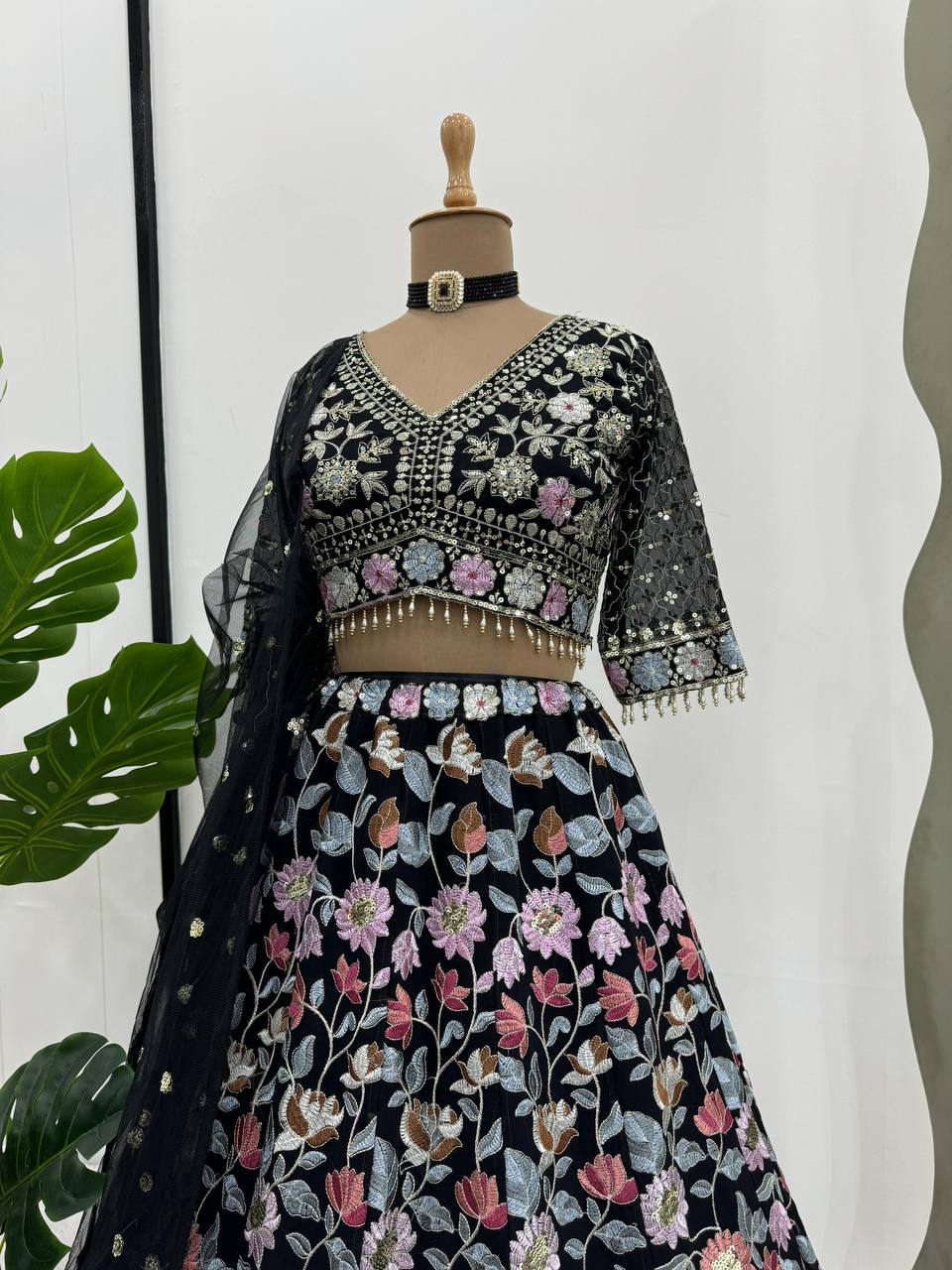 Best Quality Black Color Georgette Sequence Work Lehenga Choli