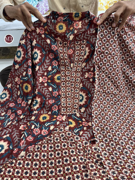 Latest Maroon Color Cotton Ready Made Hand Work Salwar Suit