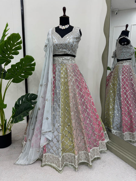 Multi Color Sequence Georgette Lehenga Choli