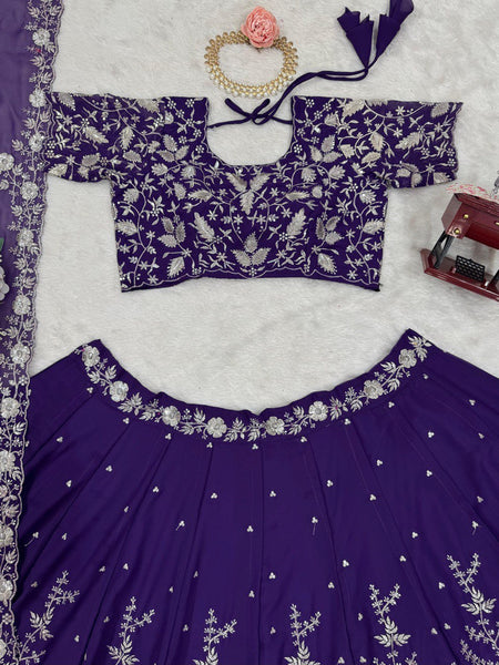 Latest Violet Color Georgette Sequence Lehenga Choli