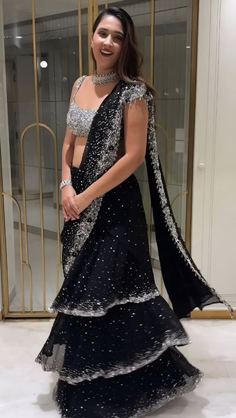 Ready to wear Georgette Sequence Work Lehenga Saree