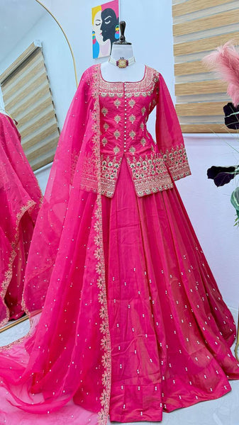 Latest Simmer Silk Moti Sequence Work Lehenga Choli