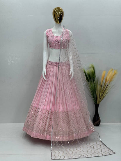 Latest Georgette Sequence Real Mirror Work Lehenga Choli
