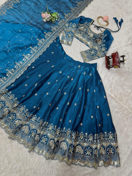 Wedding Wear Blue Color Lehenga Choli