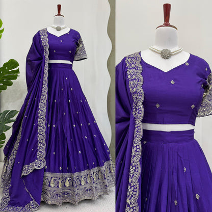 Latest Chinon SIlk Sequence Work Lehenga Choli