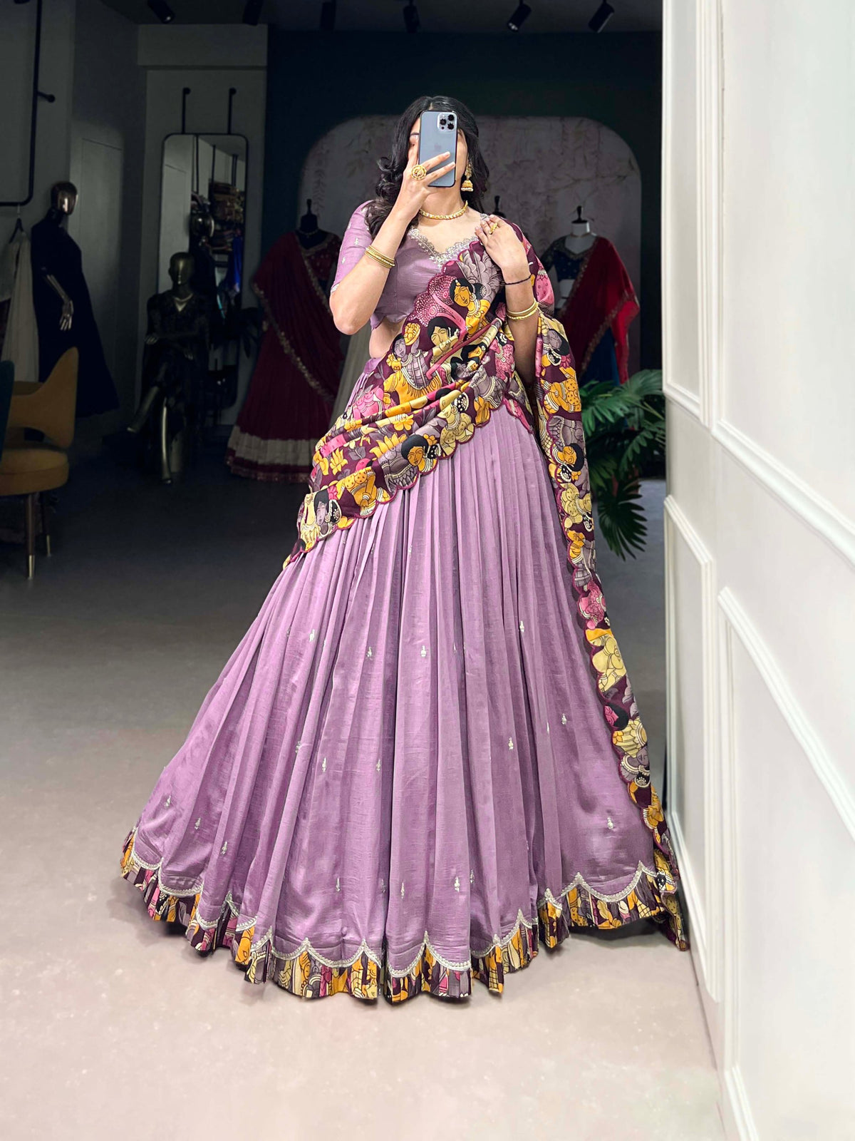 Wedding Wear Vichitra Silk Embroidery Lehenga Choli