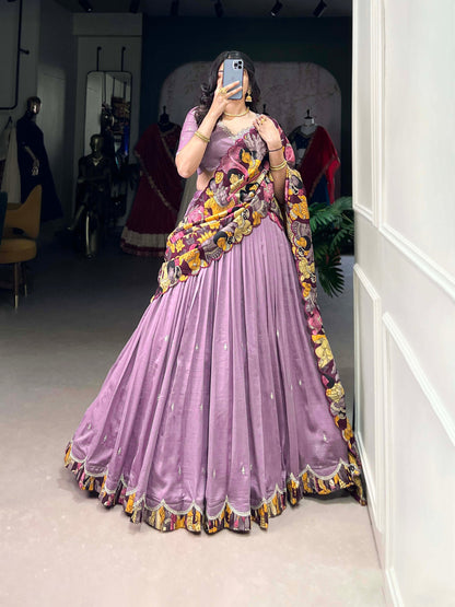 Wedding Wear Vichitra Silk Embroidery Lehenga Choli