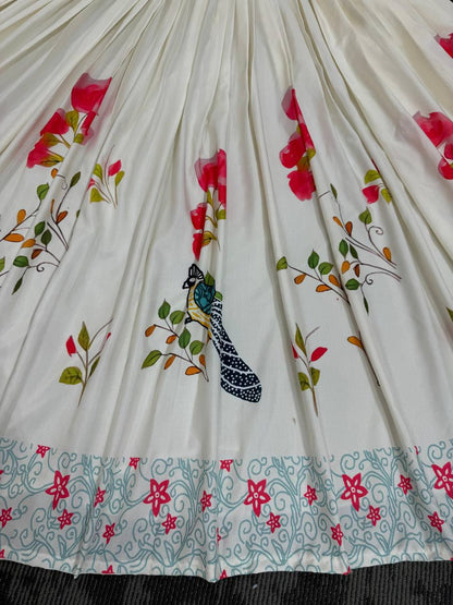 Off White Color Rayon Real Mirror Lehenga Choli