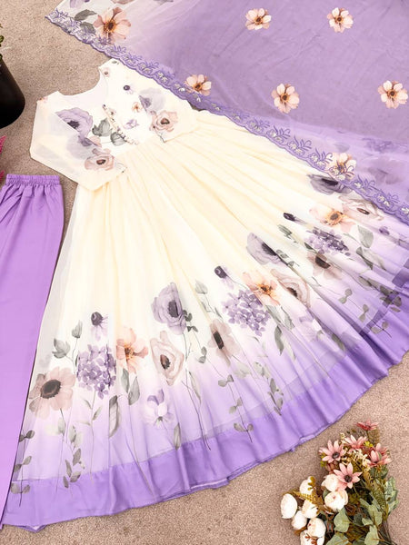 georgette anarkali sequence suit