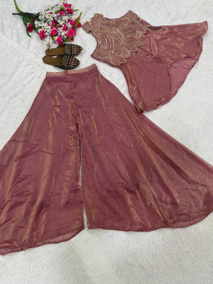 Exquisite Fandy Silk Handcrafted Sharara Set