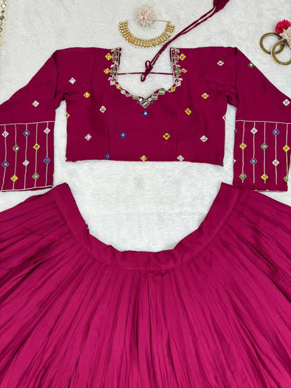 Premium Rayon Digital Print Lehenga Choli with Real Mirror Work