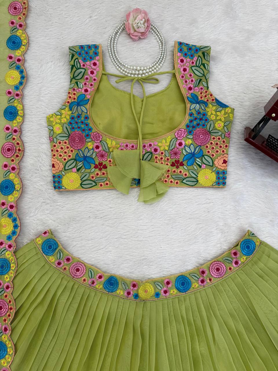 Elegant Tabby Organza Silk Lehenga Choli with Sequence Embroidery