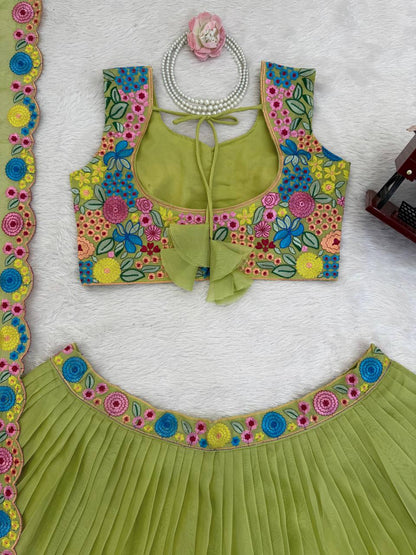 Elegant Tabby Organza Silk Lehenga Choli with Sequence Embroidery