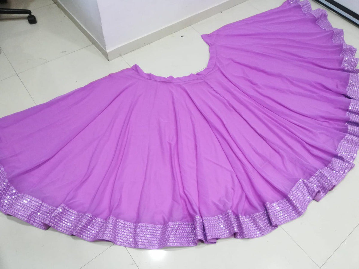 Lavender Faux Georgette Sequin Embroidery Lehenga Choli Set