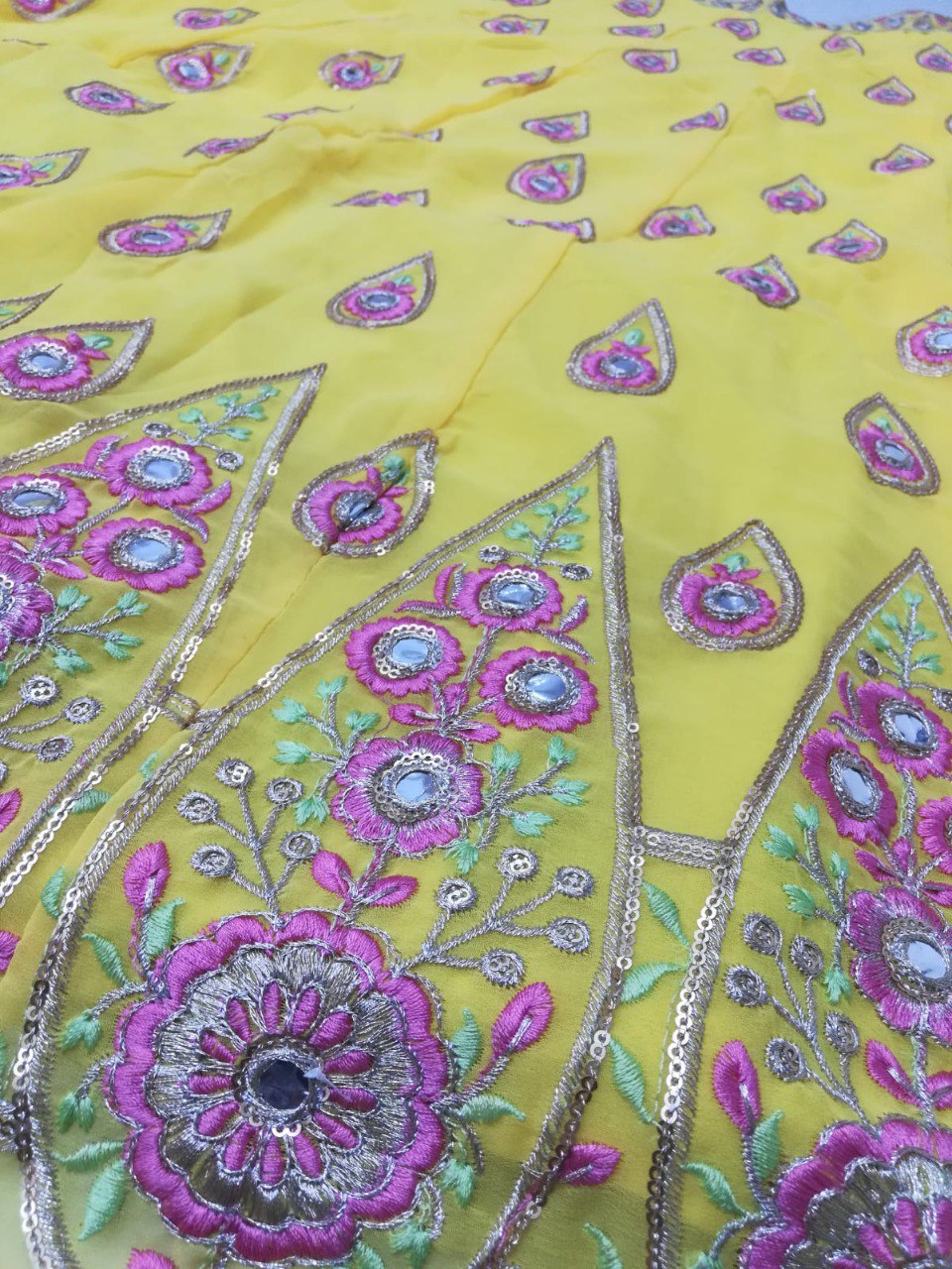 Radiant Yellow Faux Georgette Lehenga Choli Set