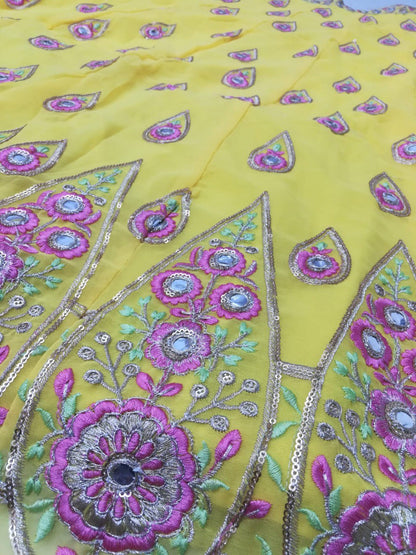 Radiant Yellow Faux Georgette Lehenga Choli Set