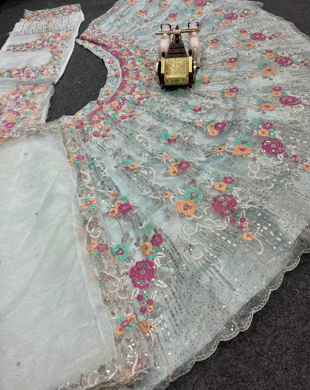 Premium Organza Silk Embroidered Lehenga Set