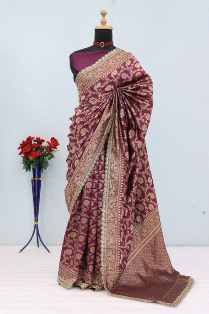 Latest Banarasi Silk Saree with Matching Silk Blouse Piece