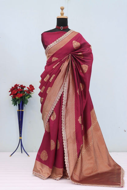 Banarasi Silk Saree With SIlk Blouse Piece For Women