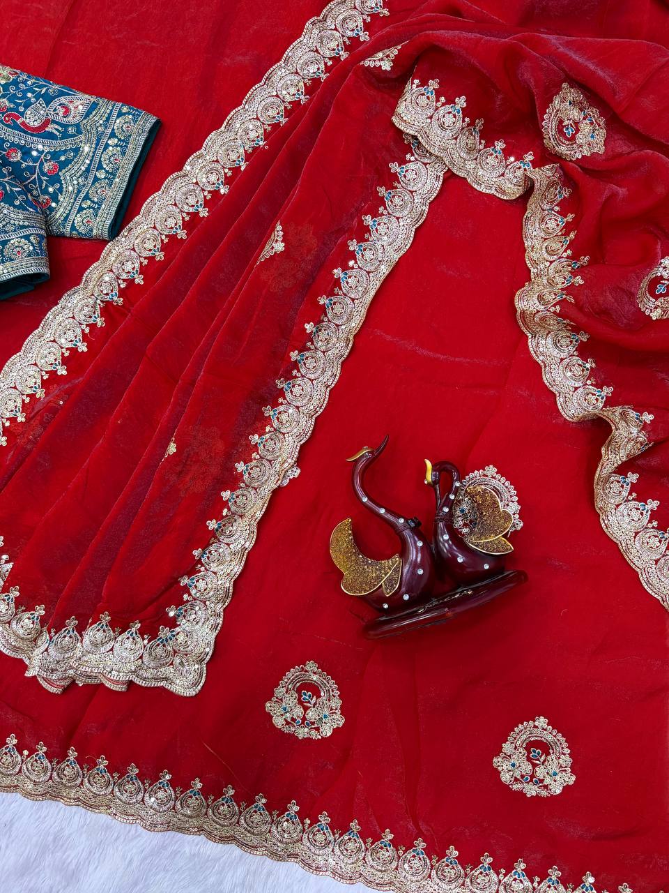 Sequance and Zari Embroidery Work with Full Stitched Blouse