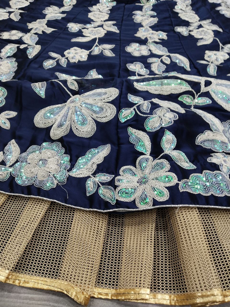 Blue Color Embroidered Sequence Silk Georgette Lehenga Choli