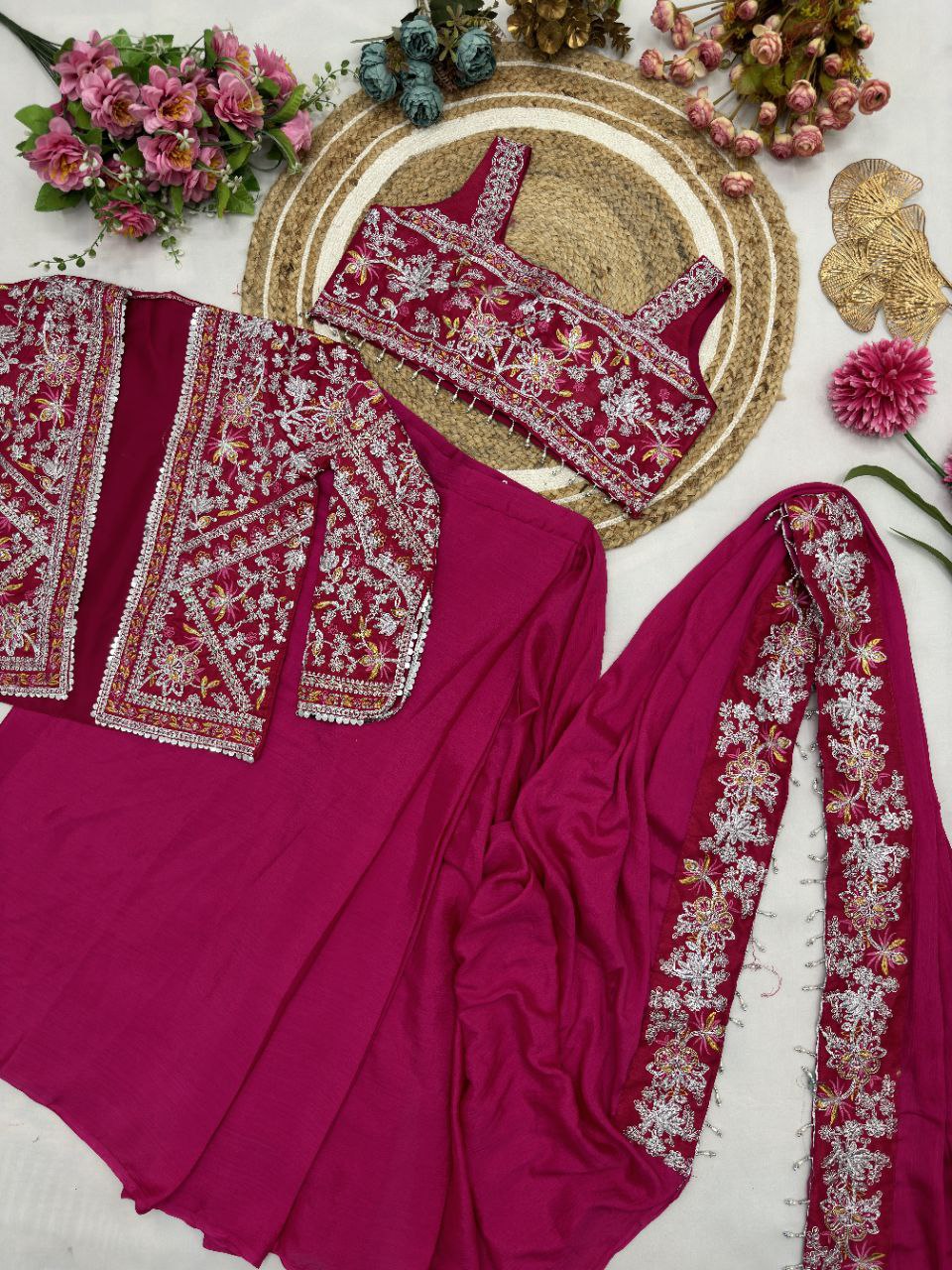 Ready to wear Chinon Silk Jacket Saree