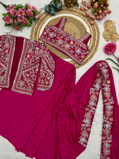 Ready to wear Chinon Silk Jacket Saree