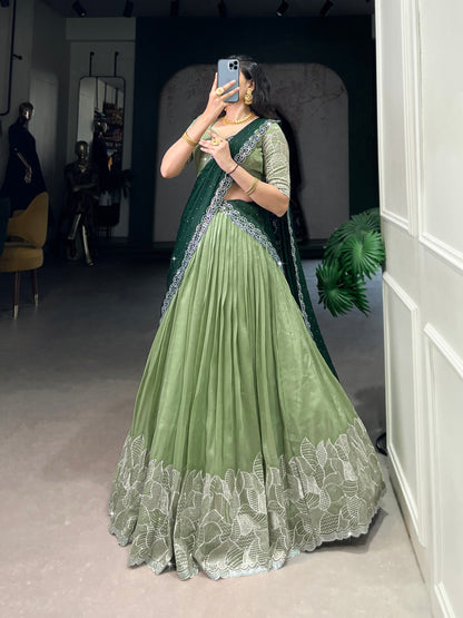 Latest Silver Glosy Sequence Work Lehenga Choli