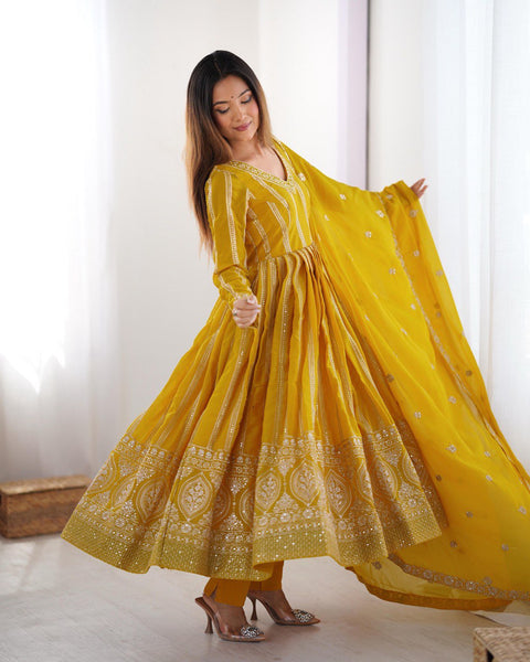 Designer Georgette Sequence Gown Set
