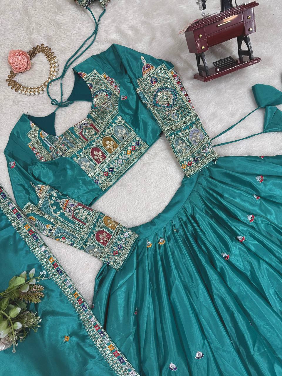 Wedding Wear Crape Silk Sequence Lehenga Choli