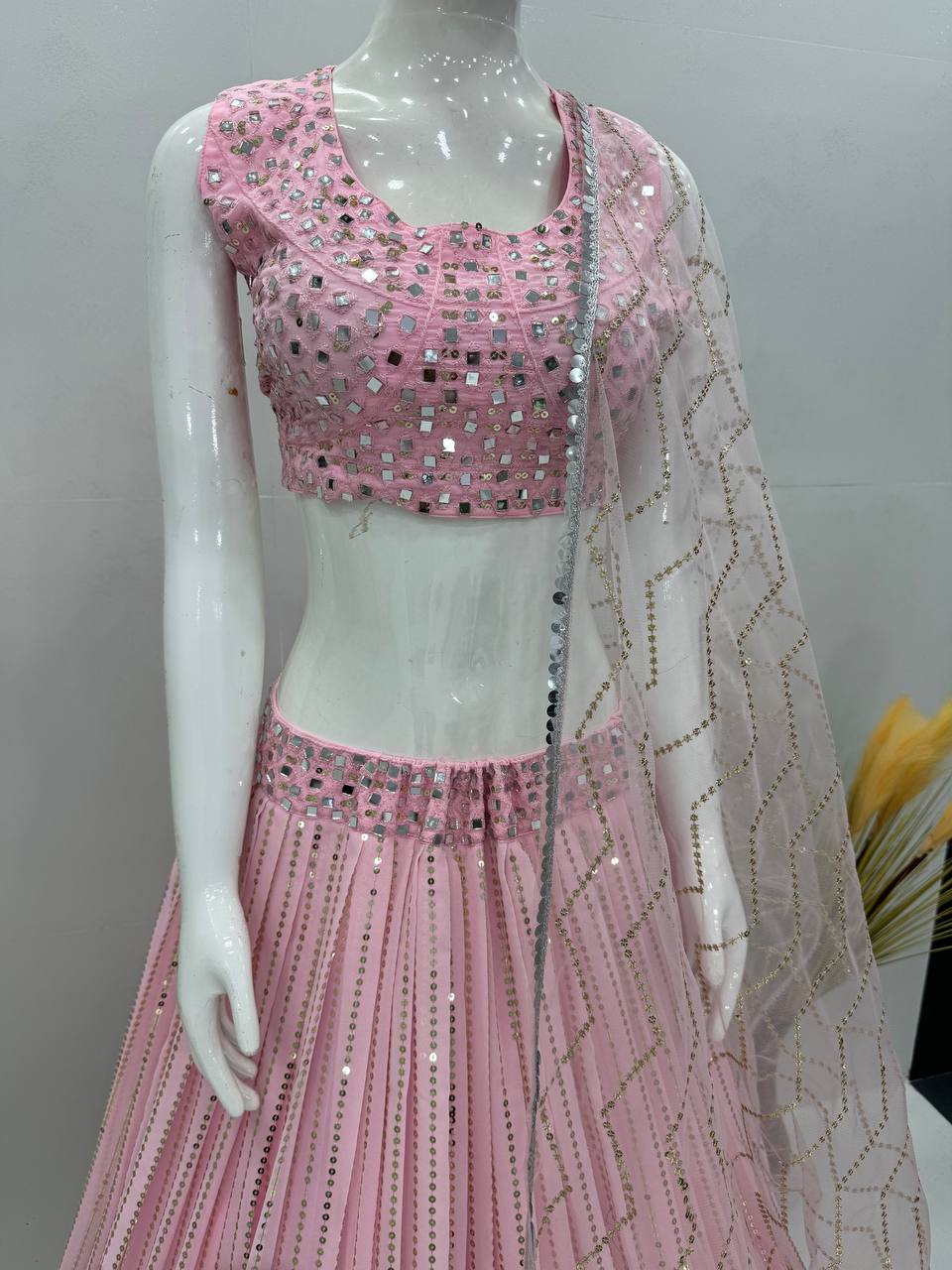 Latest Georgette Sequence Real Mirror Work Lehenga Choli