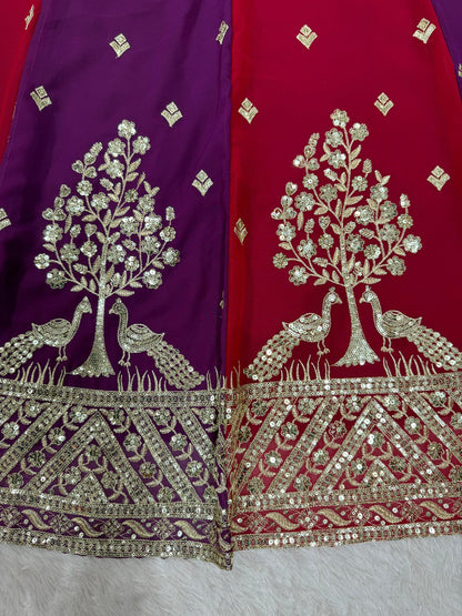 Wine Color Georgette Sequence Work Lehenga Choli
