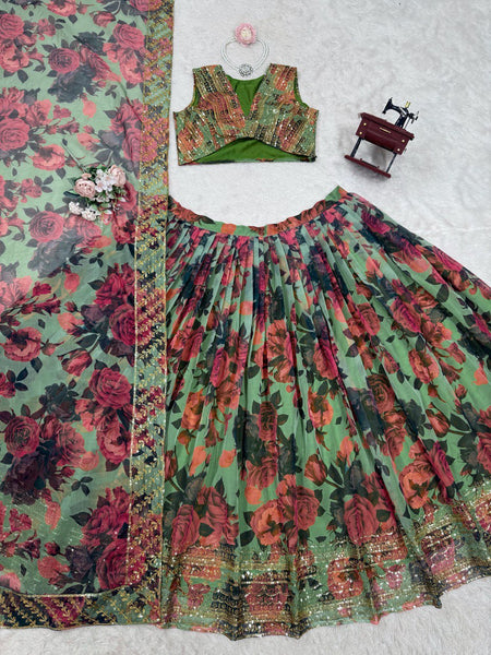 Letest Organza Full Stitched With Sequnce Work Lehenga Choli