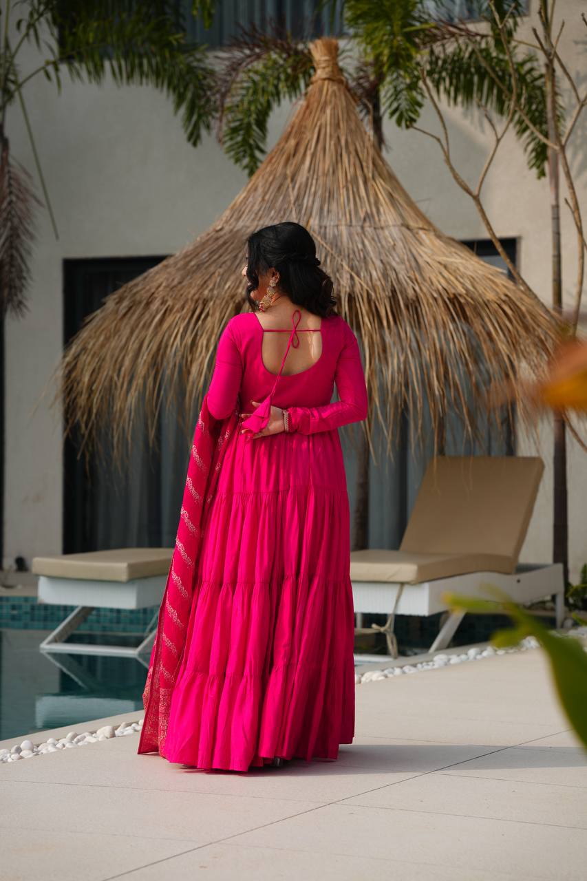 Trendy Roman Silk Chanderi Anarkali Suit