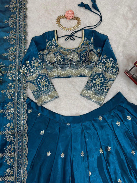 Wedding Wear Blue Color Lehenga Choli