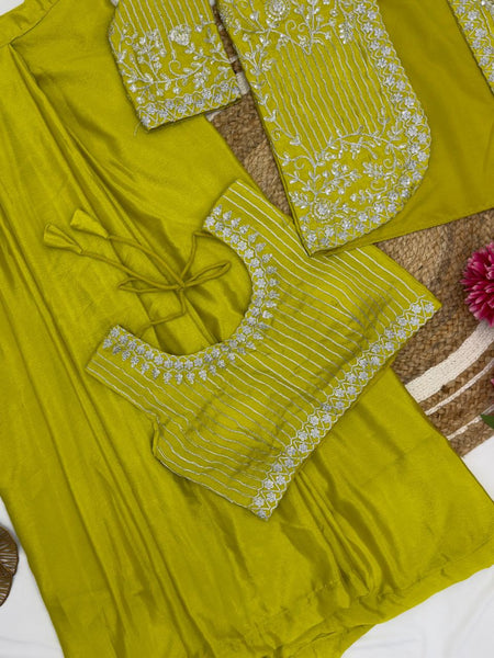 Ready to Wear Chinon SIlk Dhoti Blouse Jacket Set