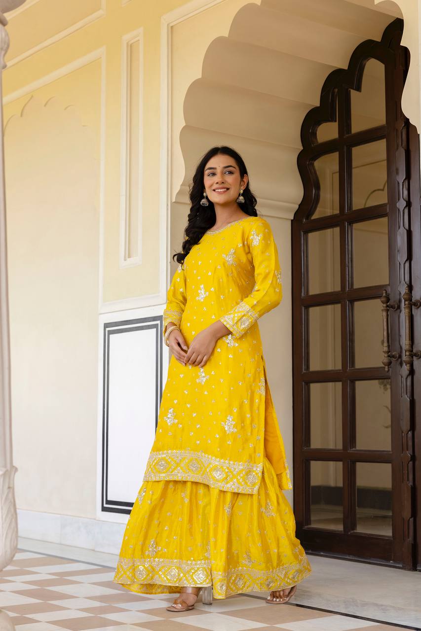 Chinon Silk Sequence Work Salwar Suit