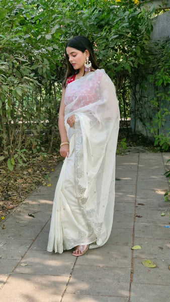 Organza Silk Sequence Work Saree Blouse